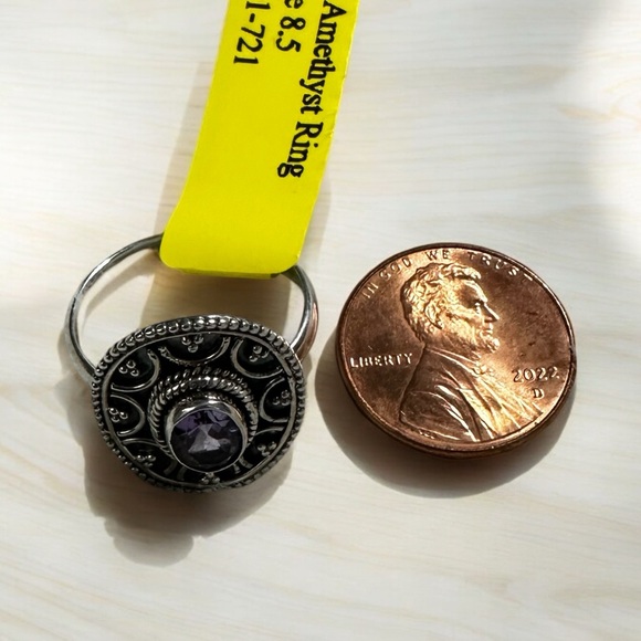 Amethyst Sterling Silver Ring Size 8.5 - Picture 8 of 14